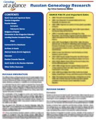 Genealogy at a Glance: Russian Genealogy Research