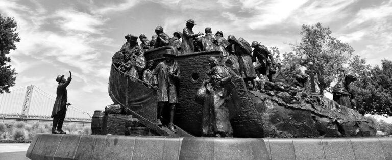 Philadelphia, USA - May 29, 2018: Irish Memorial at Penn's Landing in Philadelphia, PA, USA.