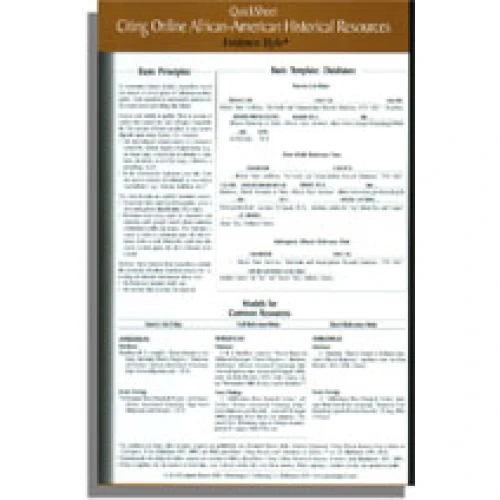 QuickSheet: Citing Online African-American Historical Resources Evidence! Style