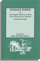 Female Index to Genealogical Dictionary of the First Settlers of New England by James Savage